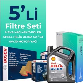Bosch Fiat Doblo 1.6 Dizel Shell Motor Yağlı 2015-2023 5'li Filtre Bakım Seti