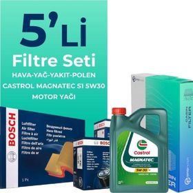 Bosch Fiat Linea 1.6 Dizel Castrol Motor Yağlı 2009-2017 5'li Filtre Bakım Seti