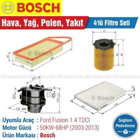 Bosch Ford Fusion 1.4 TDCI 2003 2013 Filtre Bakım Seti