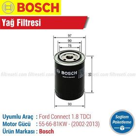 Bosch Ford Transit Connect 1.8 TdCi 2002-2013 Yağ Filtresi