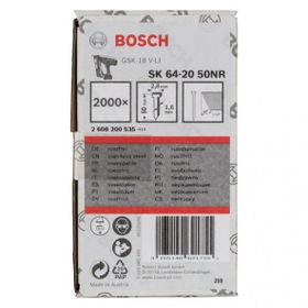 Bosch GNH 18 V 64M 50 mm 2000 Adet Uyumlu SK64-20 NR Paslanmaz Başsız Çivi