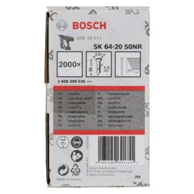 Bosch GNH 18 V 64M 50 mm 2000 Adet Uyumlu SK64-20 NR Paslanmaz Başsız Çivi
