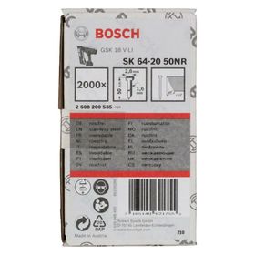 Bosch GNH 18 V 64M 50 mm 2000 Adet Uyumlu SK64-20 NR Paslanmaz Başsız Çivi