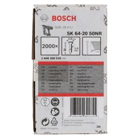 Bosch GNH 18 V 64M 50 mm 2000 Adet Uyumlu SK64-20 NR Paslanmaz Başsız Çivi
