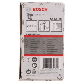 Bosch GNH 18 V 64M 63 mm 2000 Adet Uyumlu SK64-20 NR Paslanmaz Başsız Çivi