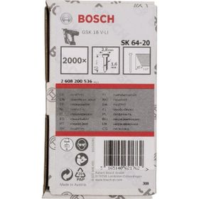 Bosch GNH 18 V 64M 63 mm 2000 Adet Uyumlu SK64-20 NR Paslanmaz Başsız Çivi