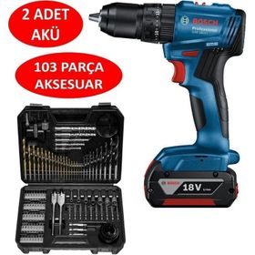 Bosch GSB 185-LI 2x2.0 Ah Çift Akülü Darbeli Matkap+103 Parça V-Line Karışık Uç Seti