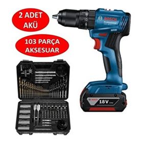 Bosch GSB 185-LI 2x2.0 Ah Çift Akülü Darbeli Matkap+103 Parça V-Line Karışık Uç Seti
