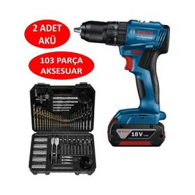 Bosch GSB 185-LI 2x2.0 Ah Çift Akülü Darbeli Matkap+103 Parça V-Line Karışık Uç Seti