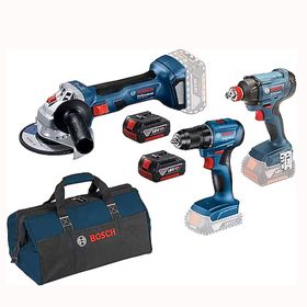Bosch GSR185+GDX180 +GWS180 2x4 Ah Akülü Çantalı Vidalama ve Taşlaşma Seti