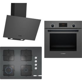 Bosch HBF512BH1T - POP7C9O12O - DWK64PJ70T Gri 3'lü Ankastre Set