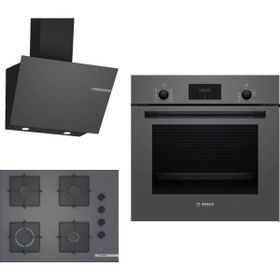 Bosch HBF512BH1T - POP7C9P30O - DWK66PJ70T Gri 3'lü Ankastre Set