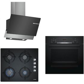 Bosch HBF514BB0T - POP6C6O10O - DWK65AD60R Siyah 3'lü Ankastre Set