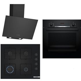 Bosch HBF514BB1T - POP7C6P30O - DWK64PJ60T Siyah 3'lü Ankastre Set