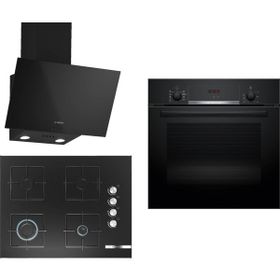 Bosch HBF534EB3T - POP7C6O12O - DWK63PJ60T Siyah 3'lü Ankastre Set