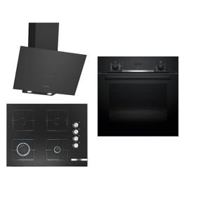 Bosch HBF534EB3T - POP7C6O12O - DWK64PJ60T Siyah 3'lü Ankastre Set