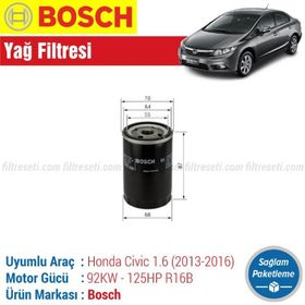 Bosch Honda Civic 1.6 FB7 2013-2016 Yağ Filtresi