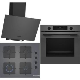 Bosch HUA717BN0T - POP6C9P30O - DWK64PJ70T Gri 3'lü Ankastre Set