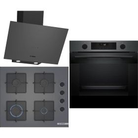 Bosch HUA736EG0T - POP6C9P30O - DWK64PJ70T Gri 3'lü Ankastre Set