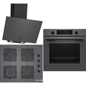 Bosch HUA736EN0T - POP6C9P30O - DWK64PJ70T Gri 3'lü Ankastre Set