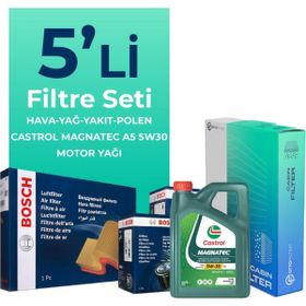 Bosch Isuzu D-Max 1.9 Castrol Motor Yağlı 2017-2023 5'li Filtre Bakım Seti