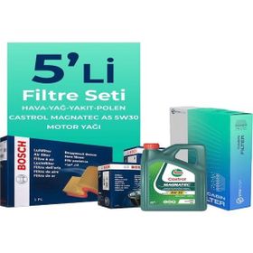 Bosch Land Rover Discovery 2.7 Castrol Motor Yağlı 2004-2010 5'li Filtre Bakım Seti