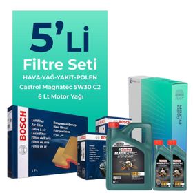 Bosch Land Rover Freelander 2.2 Castrol Motor Yağlı 2006-2014 5'li Filtre Bakım Seti