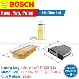 Bosch Mercedes C180 1.8 CGI 2010 2012 Filtre Bakım Seti