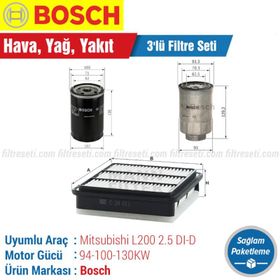 Bosch Mitsubishi L200 2.5 DI D 2008 2015 Filtre Bakım Seti