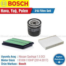 Bosch Nissan Qashqai 1.5 DCI 2014 2017 Filtre Bakım Seti
