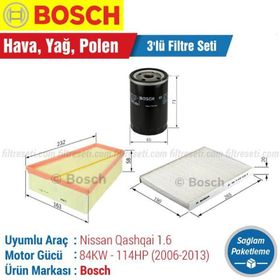 Bosch Nissan Qashqai 1.6 2006 2013 Filtre Bakım Seti