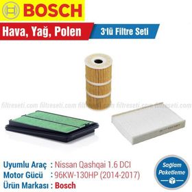 Bosch Nissan Qashqai 1.6 DCI 2014 2017 Filtre Bakım Seti