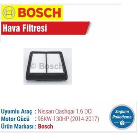 Bosch Nissan Qashqai 1.6 dCi 2014-2017 Hava Filtresi
