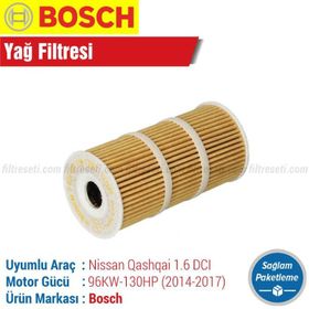 Bosch Nissan Qashqai 1.6 DCI 2014-2017 Yağ Filtresi
