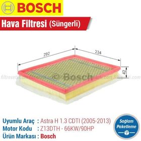 Bosch Opel Astra H 1.3 CDTI 2005-2013 Hava Filtresi