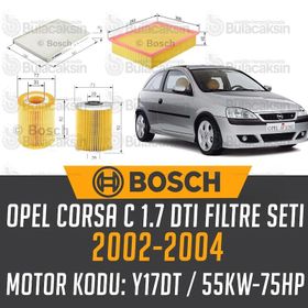 Bosch Opel Corsa C 1.7 DTI 2002 2004 Filtre Bakım Seti