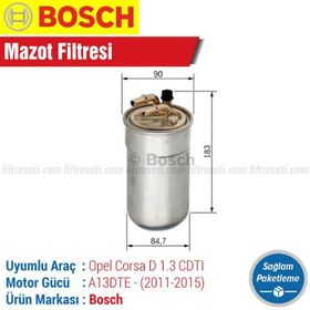 Bosch Opel Corsa D 1.3 CDTI Mazot Filtresi