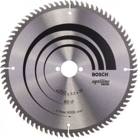 Bosch Optiline Wood Ahşap 250 mm 80 Diş Elmas Daire Testere Bıçağı