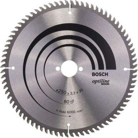 Bosch Optiline Wood Ahşap 250 mm 80 Diş Elmas Daire Testere Bıçağı
