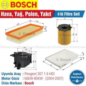 Bosch Peugeot 307 1.6 HDI 2004 2007 Filtre Bakım Seti