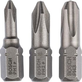 Bosch PH1/2/3x25 mm Hard Serisi 3 Parçalı Extra Vidalama Ucu Seti
