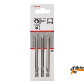 Bosch PH2x89 mm 3'lü Extra Hard Serisi Vidalama Ucu