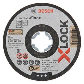 Bosch Professional Standart Inox X-LOCK 115 mm Delik çapı: 22,23 mm 1 mm 10 Adet Düz Kesme Diski