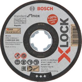 Bosch Professional Standart Inox X-LOCK 115 mm Delik çapı: 22,23 mm 1 mm 10 Adet Düz Kesme Diski
