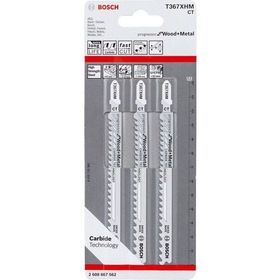 Bosch - Progressor Serisi Metal ve Ahşap Kesimi İçin Özel T 367 XHM Dekupaj Bıçağı - 3'lü Paket Testere