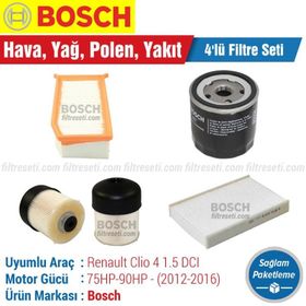 Bosch Renault Clio 4 1.5 DCI 2012 2016 Filtre Bakım Seti