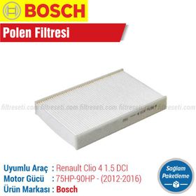 Bosch Renault Clio 4 1.5 DCI 2012 2016 Filtre Bakım Seti