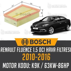 Bosch Renault Fluence 1.5 dCi 2010-2016 Hava Filtresi
