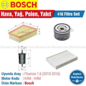 Bosch Renault Fluence 1.6 2010 2016 Filtre Bakım Seti
