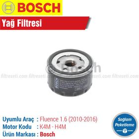Bosch Renault Fluence 1.6 2010 2016 Filtre Bakım Seti